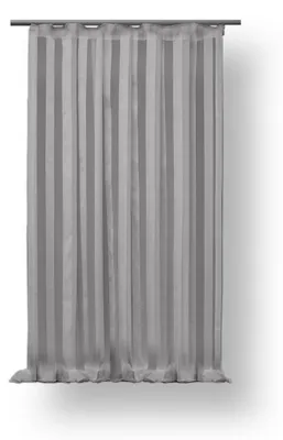 Produktbild von Vorhang Kräuselband grau 140x145 cm Streifen Voile halb transparent Gardine