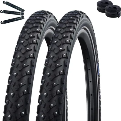 Obrázok produktu pre 2 x Schwalbe Marathon Winter Plus bicyklové pneumatiky čierne/reflexné 55-406 (20 x 2,15) + 2 x duše AV7 vrátane montpák maxxi4you