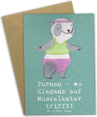 Produktbild von Mr. & Mrs. Panda Grußkarte Turnen Eleganz - Meeresbrise - Geschenk, Trampolinturnen, Sport, Sportler, vatertagskarte, Teamsport, Geschenke, einladungskarten, Grazie
