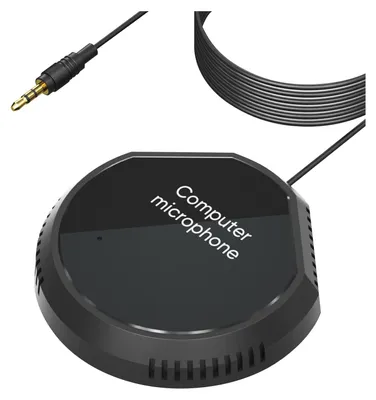 Zdjęcie produktu dla mikrofon konferencyjny 360° z gniazdem 3,5 mm - wielokierunkowy mikrofon biurkowy do komputerów PC, laptopów, Windows i Mac, Plug & Play