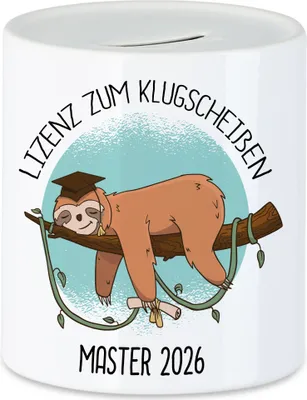 Produktbild von Master 2026 Lizenz Zum Klugscheißen Spardose Faultier Absolvent Universität