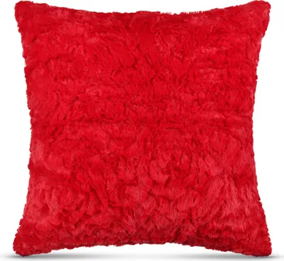 Immagine prodotto di Cuscino decorativo 50x50 cm rosso, cuscino in Pelliccia sintetica con imbottitura inclusa, morbido e soffice, fodera in Pelliccia sintetica con cerniera
