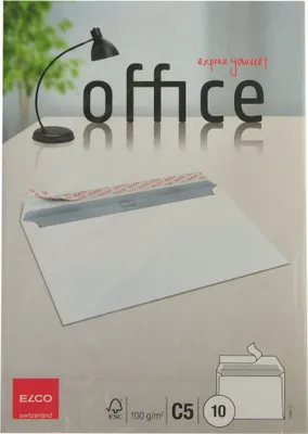 Produktbild von ELCO Briefumschlag Office DIN C5 229 x 162 mm (B x H) ohne Fenster 100g/m² mit Haftklebung Papier hochweiß 10 St./Pack.