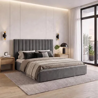 Produktbild von BEAUTYSOFA | Polsterbett MELVIO 180 × 200 cm Velvet Grau, Bett mit Kopfteil, Bettkasten und Gasdruckfedern, modernes Polsterbett ohne Matratze