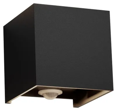 LED-Wandleuchte mit Bewegungsmelder, 12W, IP65, 6000K, schwarz