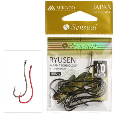 Produktbild von Mikado HS10059 Angelhaken Meeresscharf Größe 1/0 Rot 10 Stück