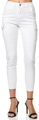 Obrázok produktu pre Elara Dámske cargo nohavice, úzky strih, denim, model Chunkyrayan, farba: biela, veľkosť: 38 (M)