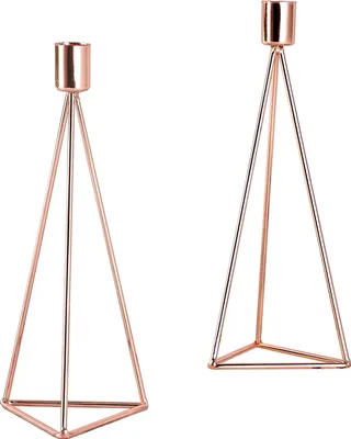 Produktbild von ECHTWERK 2-teiliges Teelicht-/ Kerzenhalter Set "Modern Big", Kupfer-Edition, 9,5 x 9,5 x 24,2 cm
