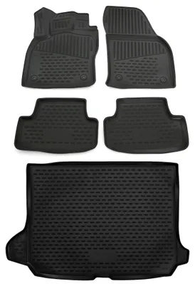 Gummi Kofferraumwanne + Fußmatten Set für Audi Q2, Bj. 6/2016-, schwarz