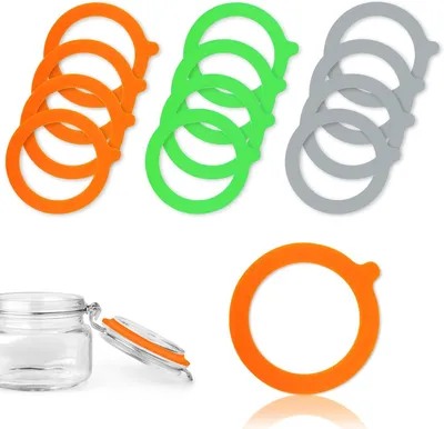 Produktbild von Dichtungsring 12 Stück Silikon-Ersatzdichtungen, 70 x 96 mm, Gummiringe für Einmachgläser, Gummiringe, Silikon-Glasdichtungen, weicher Ersatz für norm