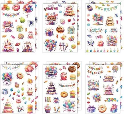Produktbild von Kinder Geburtstagsdekor 12 Sticker Bögen DIY