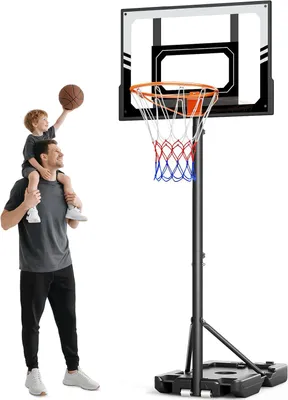 Produktbild von Basketballkorb Outdoor Kinder 107-213 cm, Basketballkörbe mit Ständer und Rollen, Basketball Korb Höhenverstellbar mit Bruchsichere PC Rückwand
