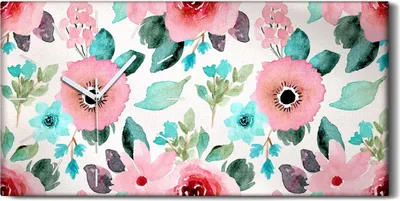Produktbild von Küchenuhr Bürouhr Leinwand Uhr Geräuschlos 60x30 Gemälde Blumen Pflanzen Kunst - weiße Hände