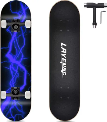 Image de LAYENNE Skateboard 31 pouces pont érable ABEC-11 support bleu