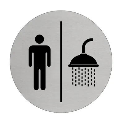 Produktbild von CombiCraft Aluminium Türschild 'Herren Dusche' - Ø75mm mit 3M-Klebeband