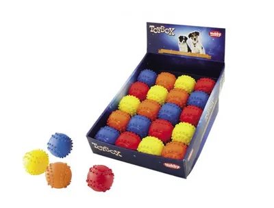 Immagine prodotto di Nobby pallone in gomma piena con noppature assortite in vari colori, display da 20 pezzi, Ø 6,5 cm