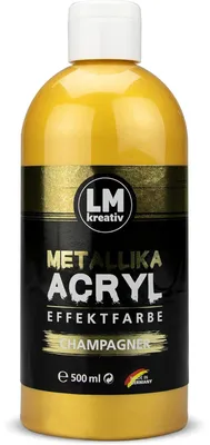 Produktbild von LM-Kreativ Metallika Acryl-Effektfarbe 500 ml, Champagner – hochpigmentierte Metallic-Acrylfarbe, wetterfest für innen & außen