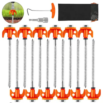 Produktbild von Zelt Heringe 12er Set 20 cm, Schraubheringe verzinkt, robust & rostfrei, inkl. Tasche, für Zelt, Pavillon, Plane, Camping & Outdoor