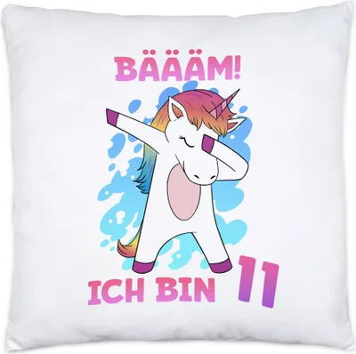 Produktbild von Bäääm Ich Bin 11 Kissen Inkl Füllung Einhorn 11. Geburtstag Geburtstagsgeschenk Einhorn-Fans Dabbing