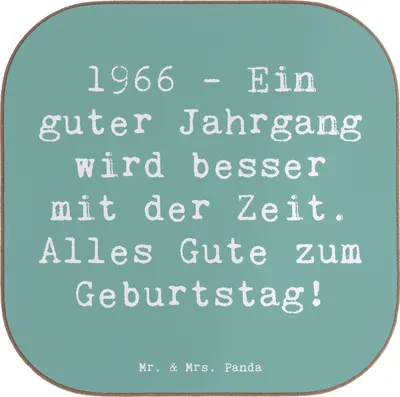 Produktbild von Mr. & Mrs. Panda Tischuntersetzer Spruch 1966 Geburtstag - Meeresbrise - Geschenk, Geburtstagsgeschenk, gläseruntersetzer, Alles Gute zum, Tassenuntersetzer, Coaster