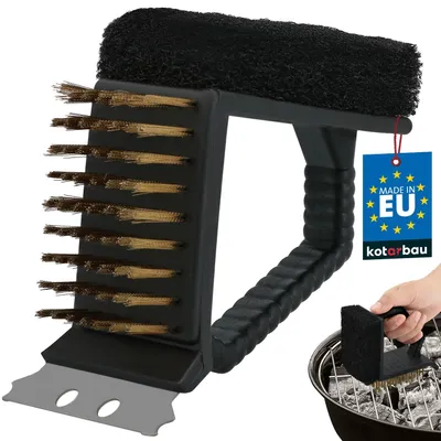 Imagen del producto de Cepillo de limpieza para parrillas KOTARBAU® 3 en 1 con raspador, una herramienta indispensable