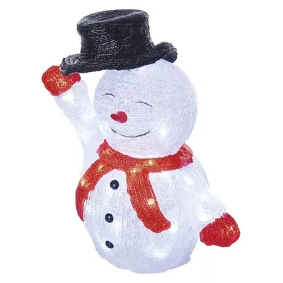 Obrázok produktu pre LED vianočný SNOWMAN, 40 LED diód, vonkajší, studená biela, časovač, 36 cm