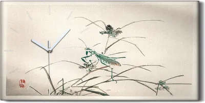 Produktbild von Küchenuhr Bürouhr Leinwand Uhr 60x30 Malerei Asiatische Zweige Insekten Kunst - weiße Hände