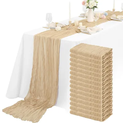 Produktbild von Käsetuch Tischläufer 15 Stück Beige 55x400cm Gaze-Stoff Boho Rustikal