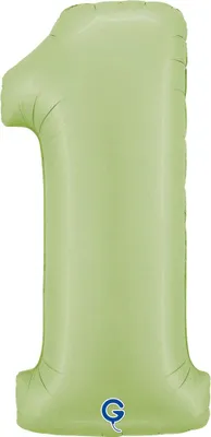 Produktbild von Riesenzahl Folienballon 40"/102cm | Satin Olive Zahl: 1