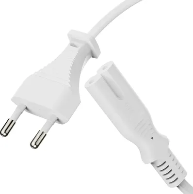 Produktbild von conecto Strom-Kabel, Euro-Stecker gerade auf C7 IEC-Buchse gerade, Euro-Netzkabel für Haushaltsgeräte, 1.50m, weiß