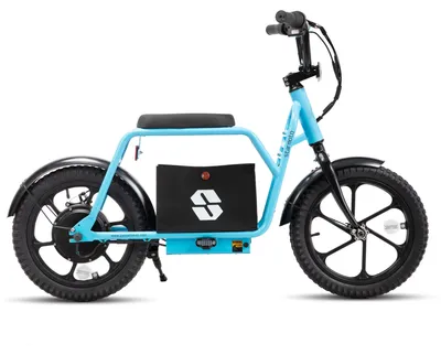 Obrázek produktu pro Elektrické dětské kolo - Mini elektrické nákladní kolo - 16 palců - motor 250 W - baterie 7,8 Ah - jednorychlostní převod - mechanické kotoučové brzdy - modrá barva