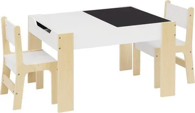 Obrázok produktu pre Detská stolička – MDF a drevo – biela/svetlý dub – priestorovo úsporná a moderná – ideálna do detskej izby