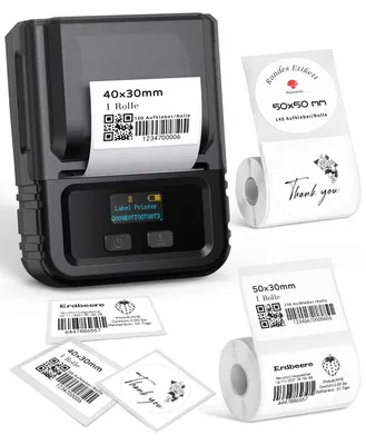 Tragbarer Bluetooth-Etikettendrucker mit 3 Rollen Thermopapier