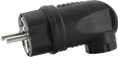 Produktbild von Hermetische Winkelstecker 230V 2P+E IP44 16A schwarz Typ E