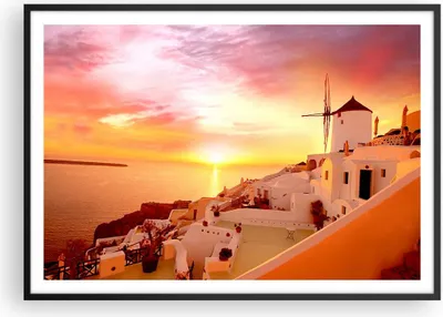 Produktbild von Gerahmtes Poster - Schwarzer Rahmen - Santorini Griechenland Urlaub - 100x70 cm - Wand Bild - Wanddeko - Wandbilder - Wandposter - Bilderrahmen - Bilder - Kunstdruck - Wandbild - P2BAA100x70-2691