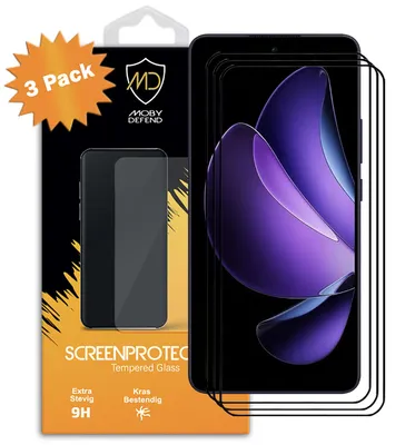 Productafbeelding van 3-Pack MobyDefend Screenprotectors - Geschikt voor  Oppo Reno13  -  Screensavers Met Zwarte Randen - Gehard Glas