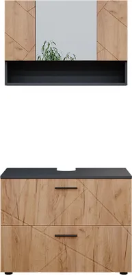 Produktbild von Badmöbel-Set Vicco Irma Goldkraft Eiche/Anthrazit 2 Teile, Unterschrank 80 cm, Model 39594