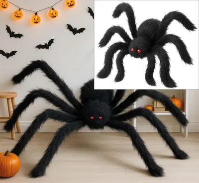 Produktbild von Halloween Spinnen Dekoration Riesenspinnen Gruselige Tier Attrappe Gruselparty Atmosphäre, Farbe: Schwarz