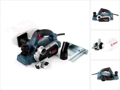A Bosch GHO 26-82 D Professional planer is shown with accessories on a white background.