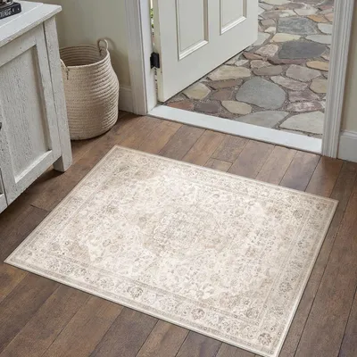 Produktbild von Waschbare beige Fußmatte 60x90 cm für den Eingangsbereich