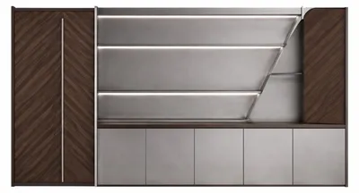 Produktbild von Moderner Büroschrank aus Holz und Metall mit eleganten Regalen