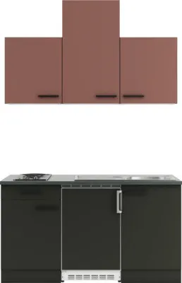 Produktbild von Optifit Singleküche mit Geräten Nizza407/Madrid420 150 cm rostrot anthrazit matt zerlegt Variante reversibel KPNM 1501-9+