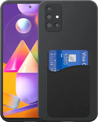 Image de Coque pour téléphone Samsung Galaxy S25 Plus avec porte-cartes en silicone - Coque arrière flexible en silicone TPU avec porte-cartes en silicone - Noir - Smartphonics