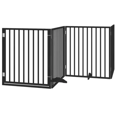 Zdjęcie produktu dla Składana bramka dla psa, z drzwiami, 4 panele, czarna, 320 cm