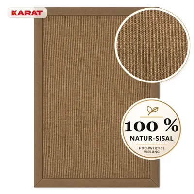 Immagine prodotto di Tappeto Sisal Goa, tappeto naturale in 100% sisal con bordatura in tessuto, color taupe, 70 x 130 cm