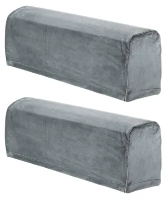 Produktbild von 2 Stück Sofa Armlehnenbezüge Stretch für Stühle und Sofas, Dunkelgrau
