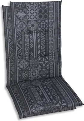 Produktbild von GO-DE Textil, Sesselauflage Hochlehner, 2er Set, Farbe: grau, Maße ca.: 118 cm x 48 cm x 5 cm, Rückenhöhe: 70