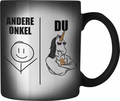 Produktbild von Trendation - Bester Onkel Geschenk Farbwechsel Zauber-Tasse Onkel Coole Geschenkidee für Onkel von Nichte oder Neffe (Schwarz)