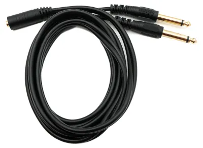 Produktbild von SYSTEM-S Audio Y Kabel 150 cm Stereo AUX Klinke 6,35mm Stecker & Stecker zu 3,5 mm Buchse
