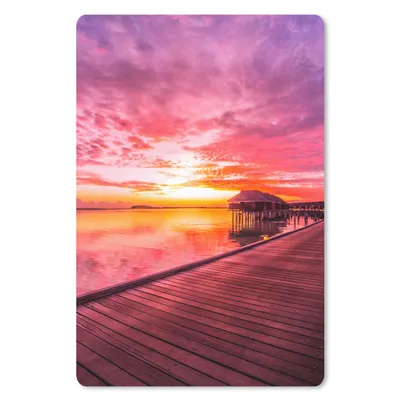 Produktbild von MuchoWow® Mauspad Mousepad Steg - Wasser - Sonne - Rosa - Horizont 18x27 cm - Mousepads - Maus Mat - Pad - Mausunterlage